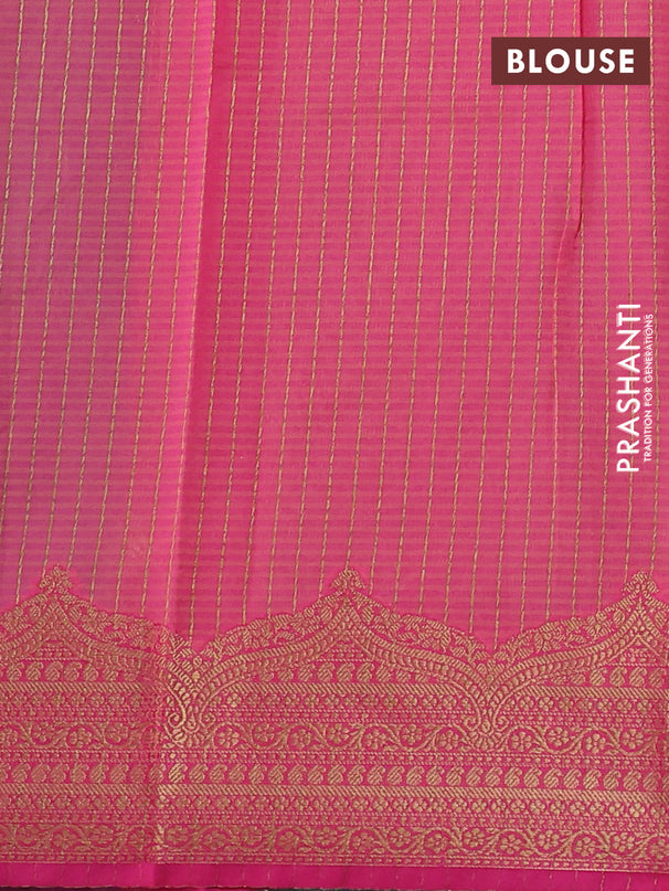 Banarasi semi dupion saree dual shade of greenish blue and pink with thread & zari woven buttas and zari woven border