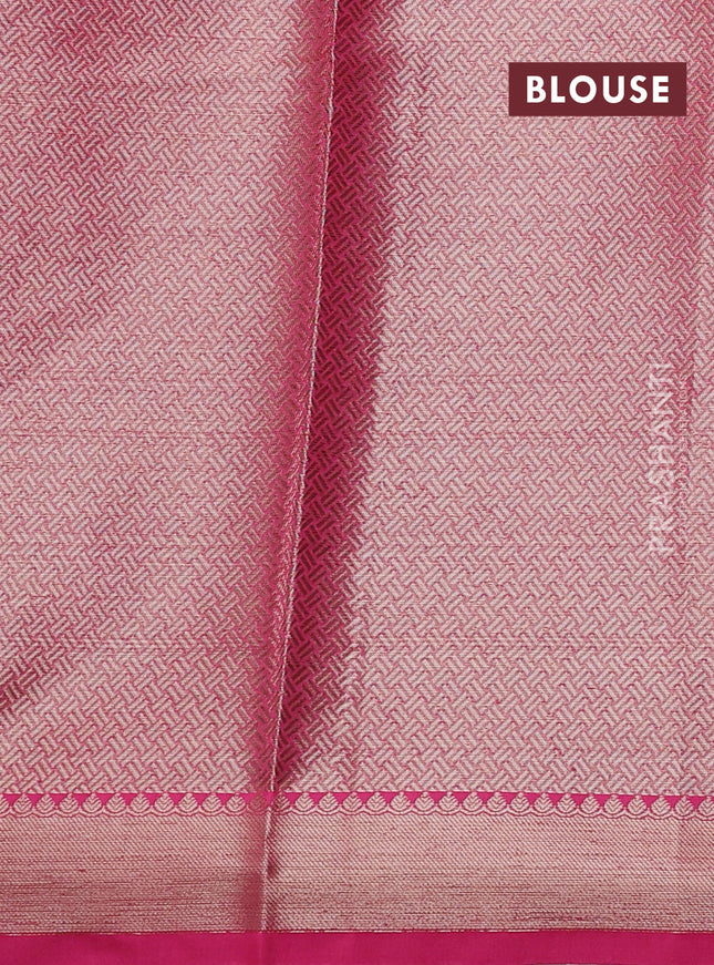 Banarasi semi dupion saree pink with thread & zari woven buttas and zari woven border