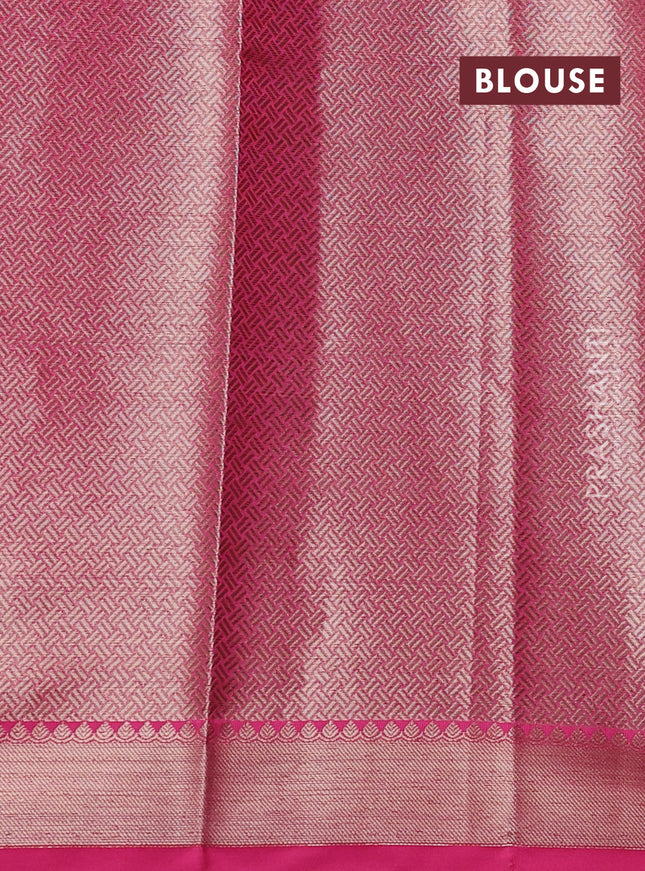 Banarasi semi dupion saree pink with thread & zari woven buttas and zari woven border