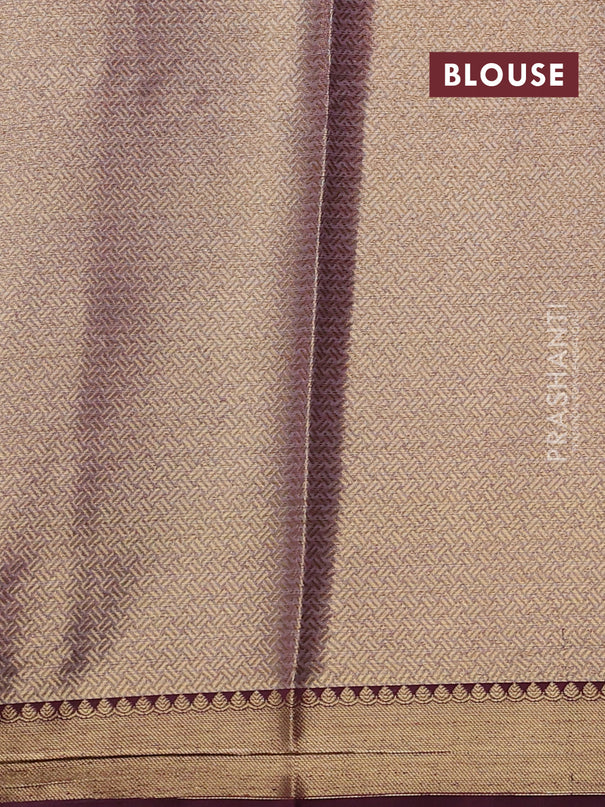 Banarasi semi dupion saree green and deep wine shade with thread & zari woven buttas and zari woven border