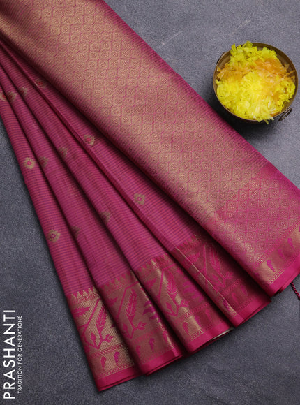 Banarasi semi dupion saree dual shade of pink and pink with thread & zari woven buttas and zari woven border