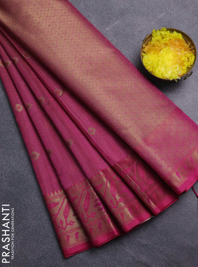 Banarasi semi dupion saree dual shade of pink and pink with thread & zari woven buttas and zari woven border