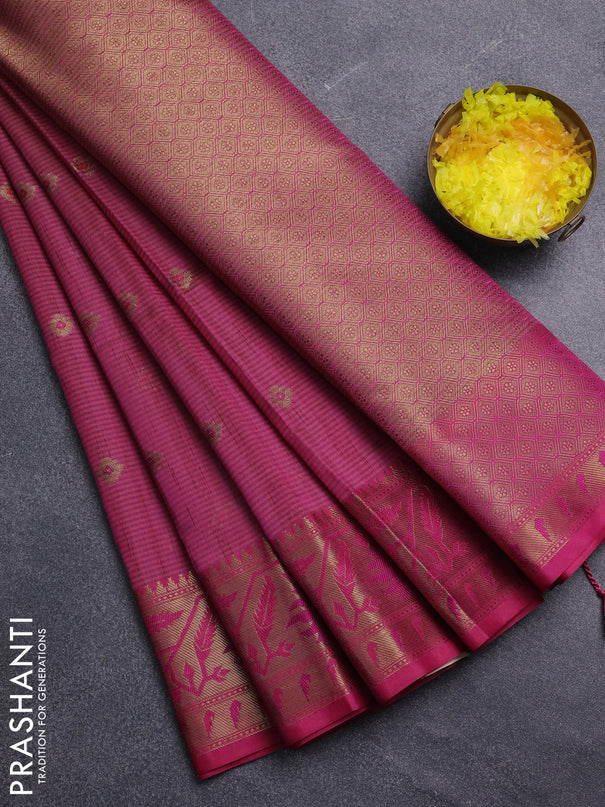 Banarasi semi dupion saree dual shade of pink and pink with thread & zari woven buttas and zari woven border
