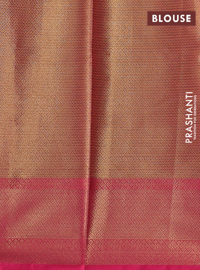 Banarasi semi dupion saree dual shade of pink and pink with thread & zari woven buttas and zari woven border