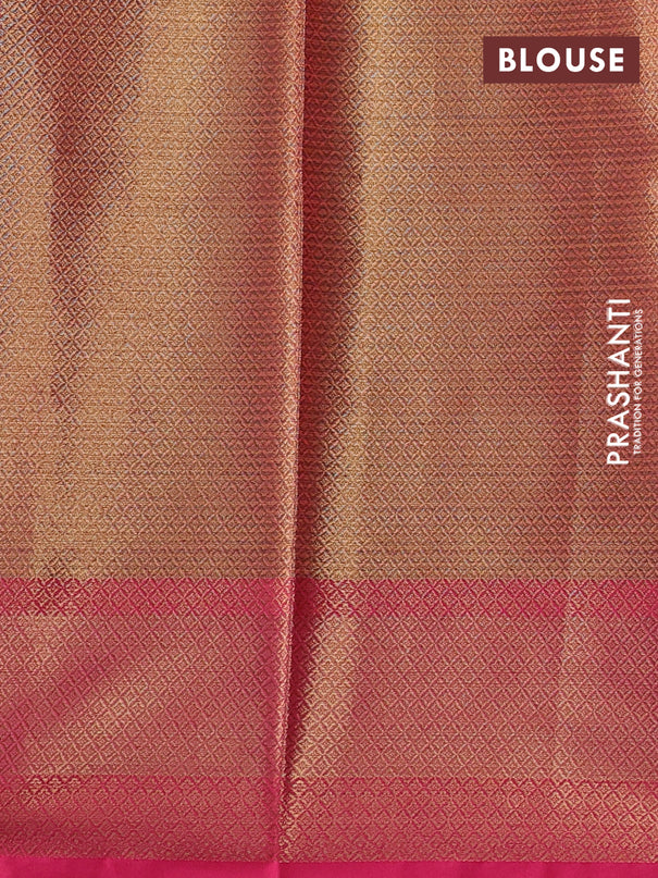 Banarasi semi dupion saree dual shade of pink and pink with thread & zari woven buttas and zari woven border