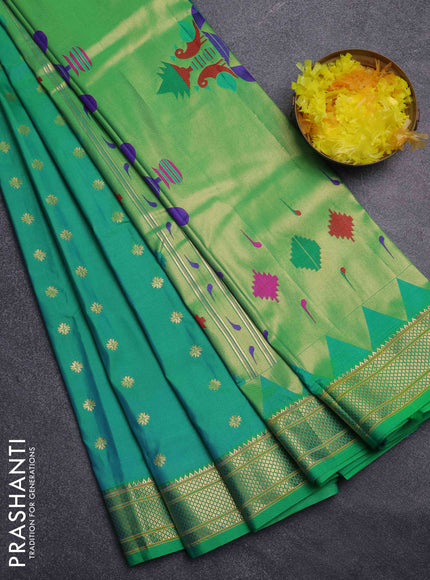 Bangalori silk saree dual shade of green with allover zari woven buttas and zari woven border