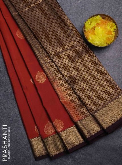 Bangalori silk saree rust shade and coffee brown with zari woven buttas and zari woven border
