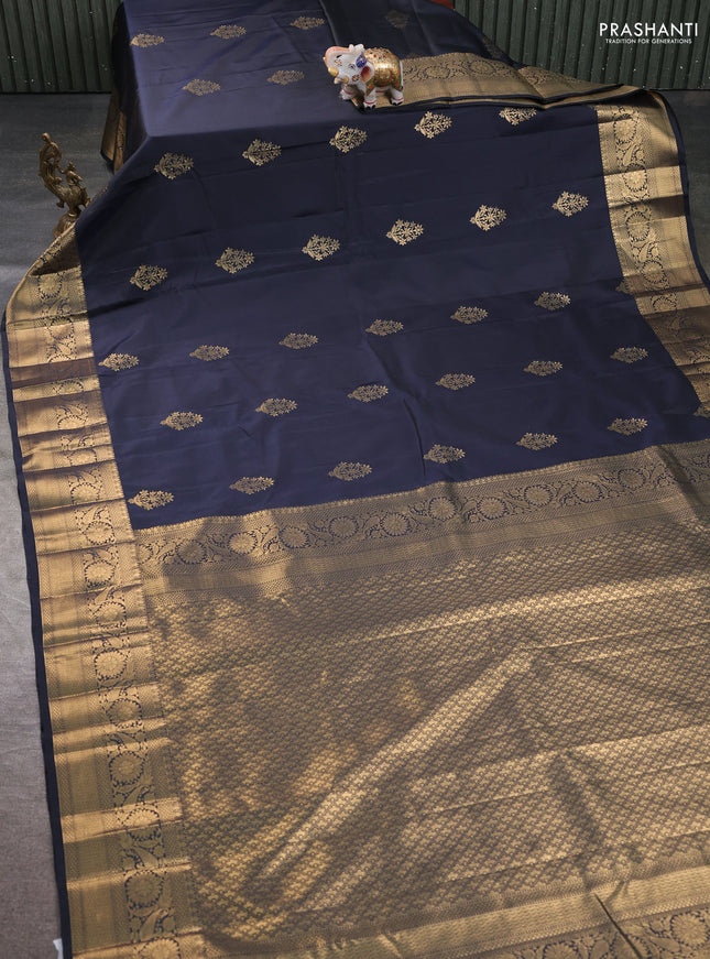 Bangalori silk saree black with zari woven buttas and zari woven border