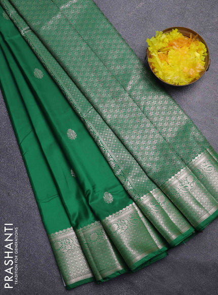 Bangalori silk saree green with zari woven buttas and zari woven border