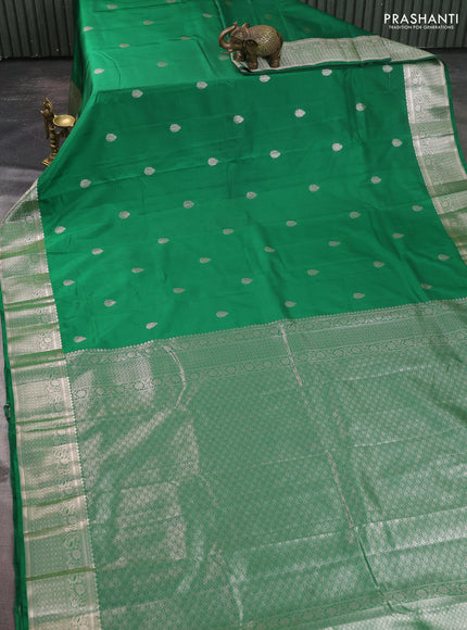 Bangalori silk saree green with zari woven buttas and zari woven border