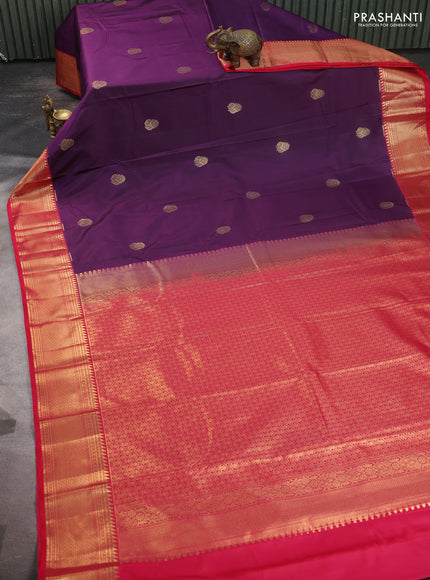Bangalori silk saree purple and red with zari woven buttas and zari woven border