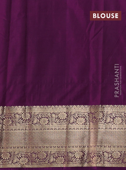 Bangalori silk saree teal green and purple with zari woven buttas and zari woven border