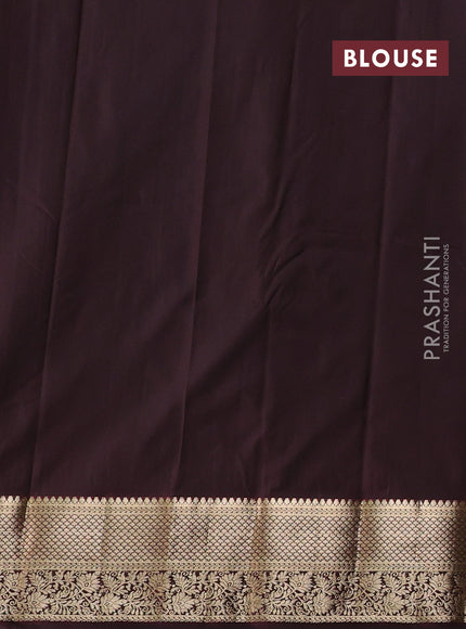 Bangalori silk saree pastel green and coffee brown with zari woven buttas and zari woven border