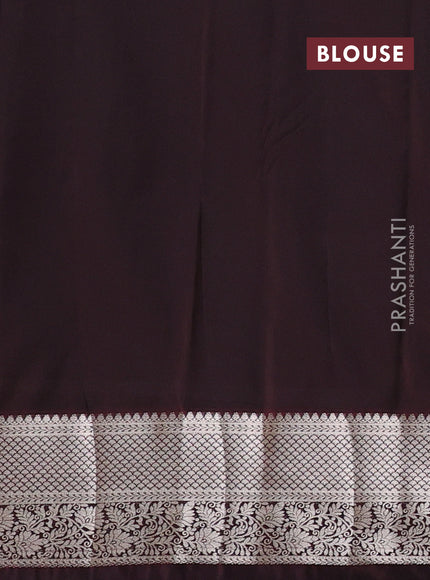 Bangalori silk saree pastel green and coffee brown with zari woven buttas and zari woven border