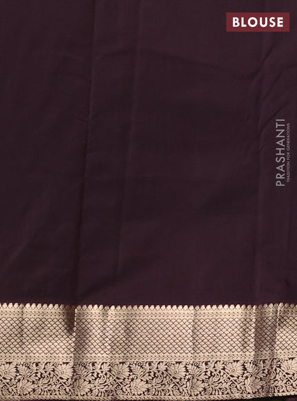 Bangalori silk saree mehendi green and coffee brown with zari woven buttas and zari woven border