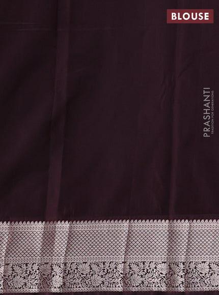 Bangalori silk saree purple and coffee brown with zari woven buttas and zari woven border