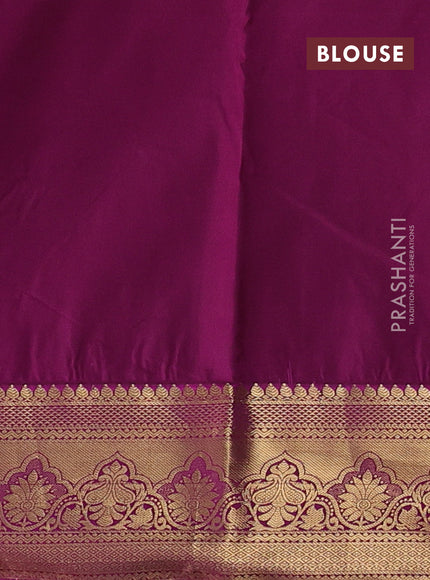Bangalori silk saree yellow and purple with zari woven buttas and zari woven border