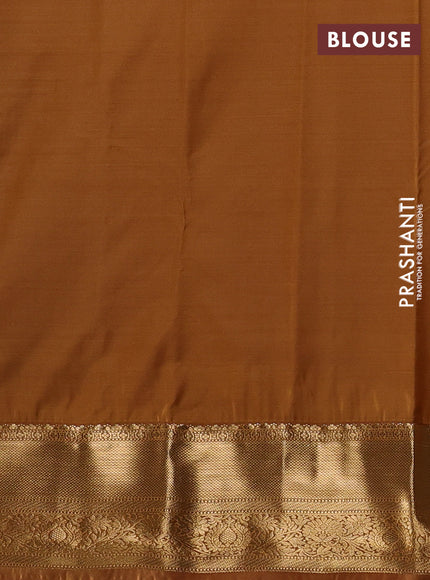 Bangalori silk saree teal blue and sandal with zari woven buttas and zari woven border