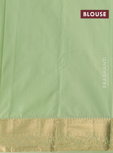 Bangalori silk saree peacock blue and pista green with zari woven buttas and zari woven border