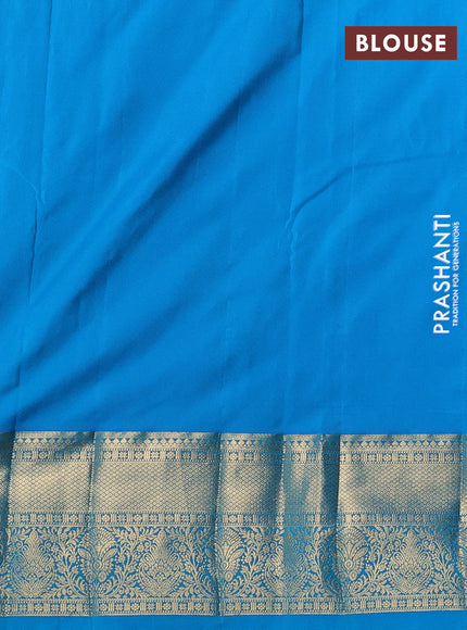 Bangalori silk saree purple and cs blue with zari woven buttas and zari woven border