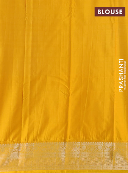 Bangalori silk saree green and yellow with zari woven buttas and zari woven border