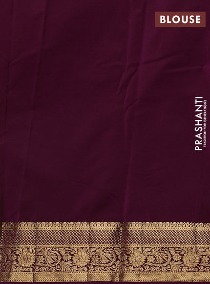 Bangalori silk saree light green and purple with zari woven buttas and zari woven border