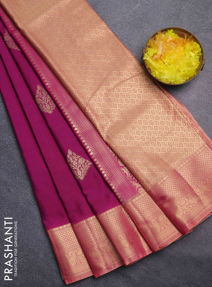 Bangalori silk saree purple and dual shade of pink with zari woven buttas and zari woven border