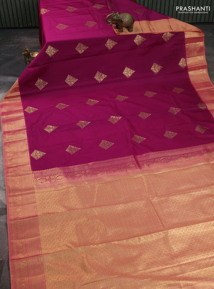 Bangalori silk saree purple and dual shade of pink with zari woven buttas and zari woven border