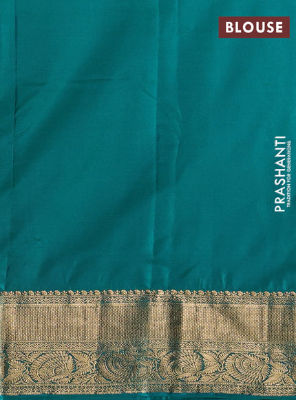 Bangalori silk saree deep maroon and teal blue with zari woven buttas and zari woven border