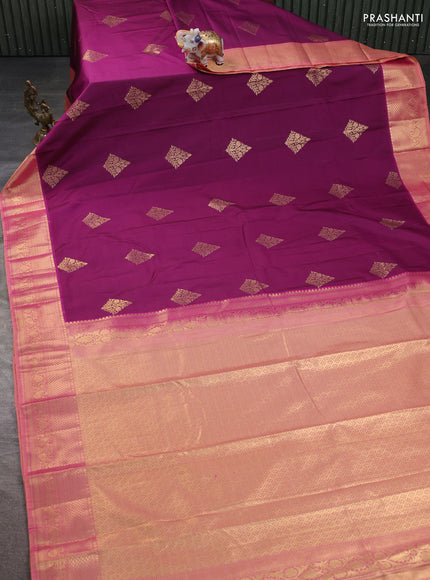 Bangalori silk saree purple and dual shade of pink with zari woven buttas and zari woven border