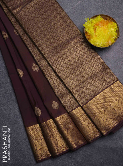 Bangalori silk saree coffee brown with zari woven buttas and zari woven border