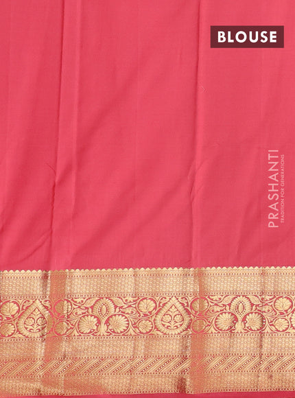 Bangalori silk saree coffee brown and pink with zari woven buttas and zari woven border