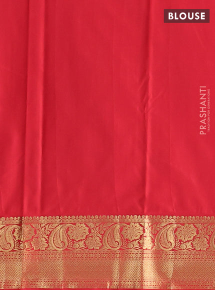 Bangalori silk saree purple and red with zari woven buttas and zari woven border