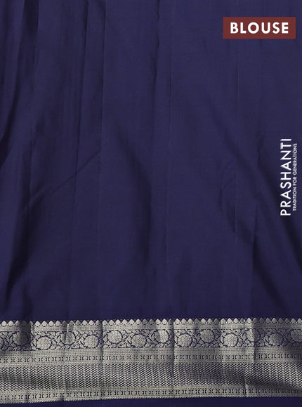 Bangalori silk saree sandal and navy blue with zari woven buttas and zari woven border