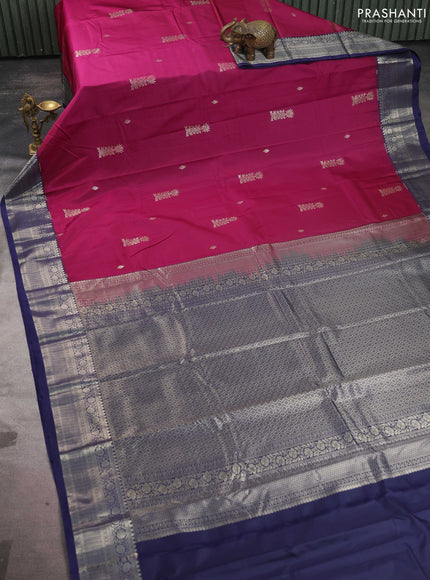Bangalori silk saree wine shade and navy blue with zari woven buttas and zari woven border