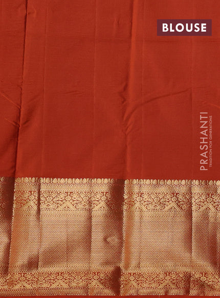 Bangalori silk saree coffee brown and rust shade with zari woven buttas and long zari woven border