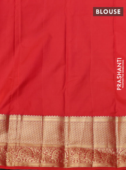 Bangalori silk saree purple and orange with zari woven buttas and long zari woven border