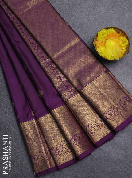 Bangalori silk saree purple with zari woven buttas and zari woven border