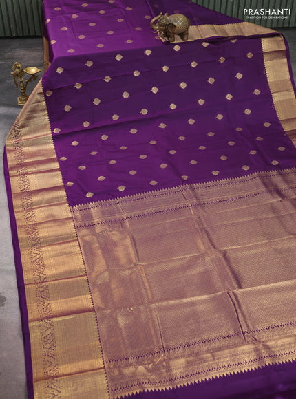 Bangalori silk saree purple with zari woven buttas and zari woven border