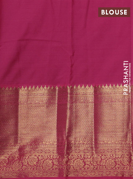 Bangalori silk saree dual shade of green and pink with zari woven buttas and long zari woven border