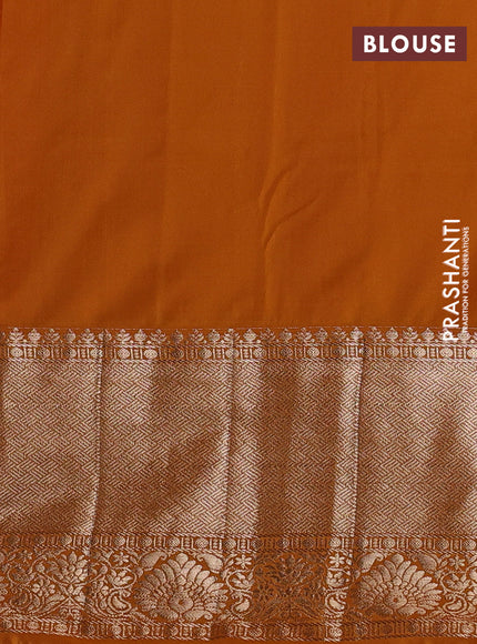 Bangalori silk saree orange and orange with zari woven buttas and long zari woven border