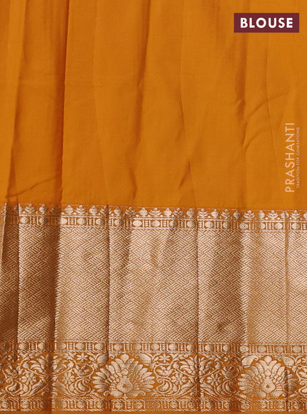 Bangalori silk saree black and mustard yellow with zari woven buttas and long zari woven border