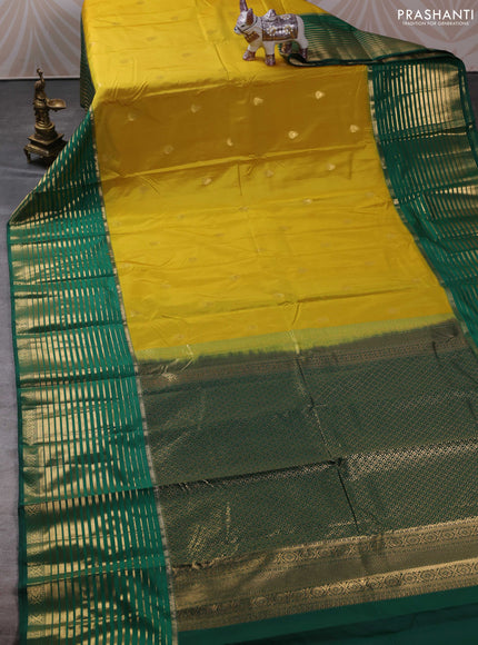 Bangalori silk saree lime yellow and green with zari woven buttas and long zari woven border