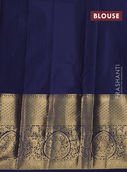 Bangalori silk saree dual shade of green and navy blue with zari woven buttas and long rettapet zari woven border