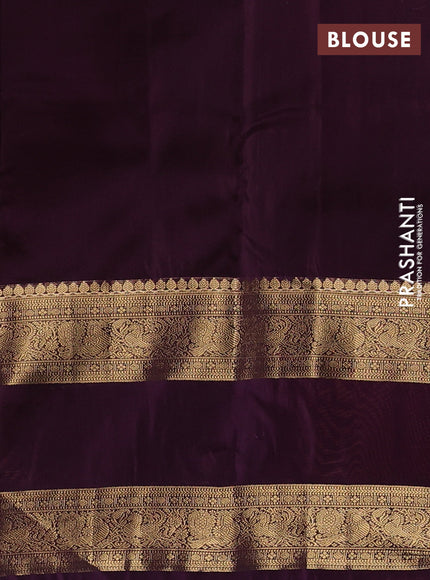 Bangalori silk saree rust shade and purple with zari woven buttas and long rettapet zari woven border
