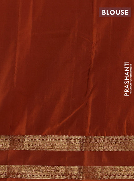 Bangalori silk saree coffee brown and rust shade with zari woven buttas and rettapet zari woven border