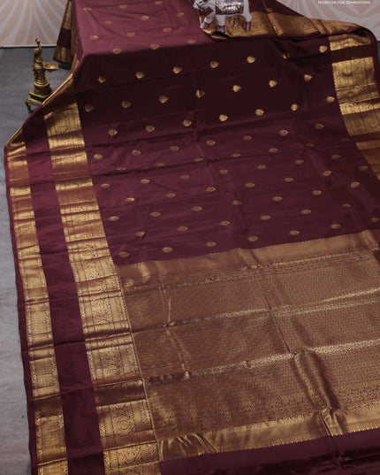 Bangalori silk saree coffee brown with zari woven buttas and long rettapet zari woven border