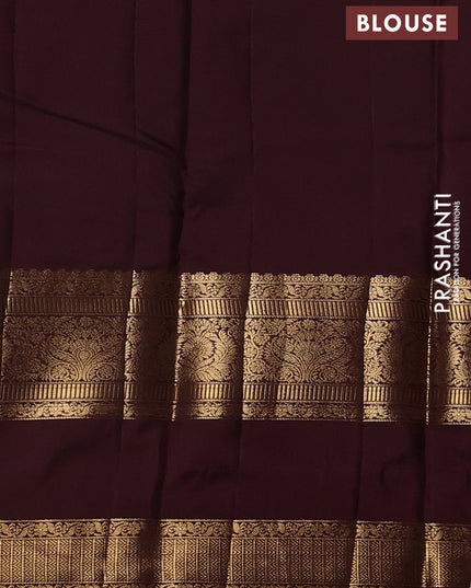 Bangalori silk saree coffee brown with zari woven buttas and long rettapet zari woven border