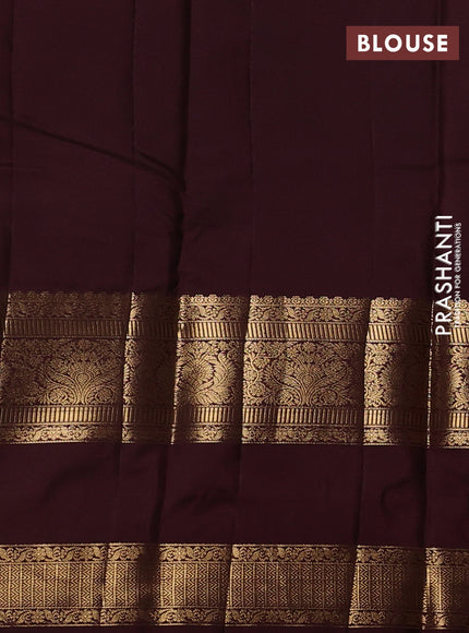 Bangalori silk saree coffee brown with zari woven buttas and long rettapet zari woven border