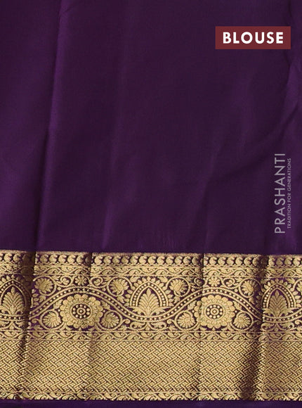 Bangalori silk saree mehendi green and purple with zari woven buttas and zari woven border